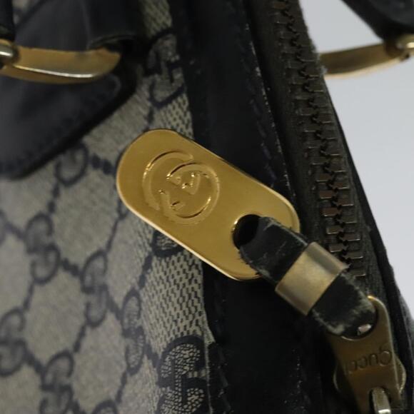 GUCCI GG Supreme Sherry Line Hand Bag Pvc Navy Gold - Picture 14 of 16